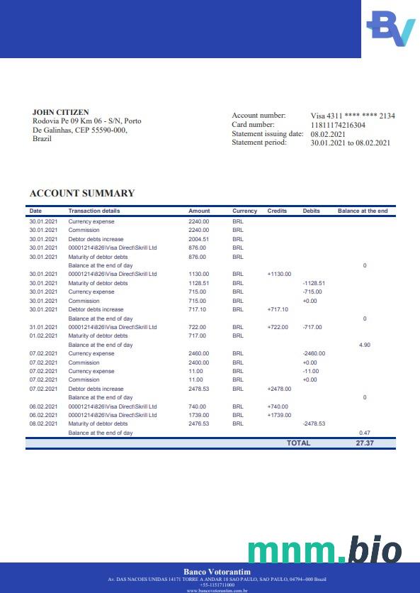 Szablon wyciągu z banku oszczędnościowego w Botswanie, format Word i PDF